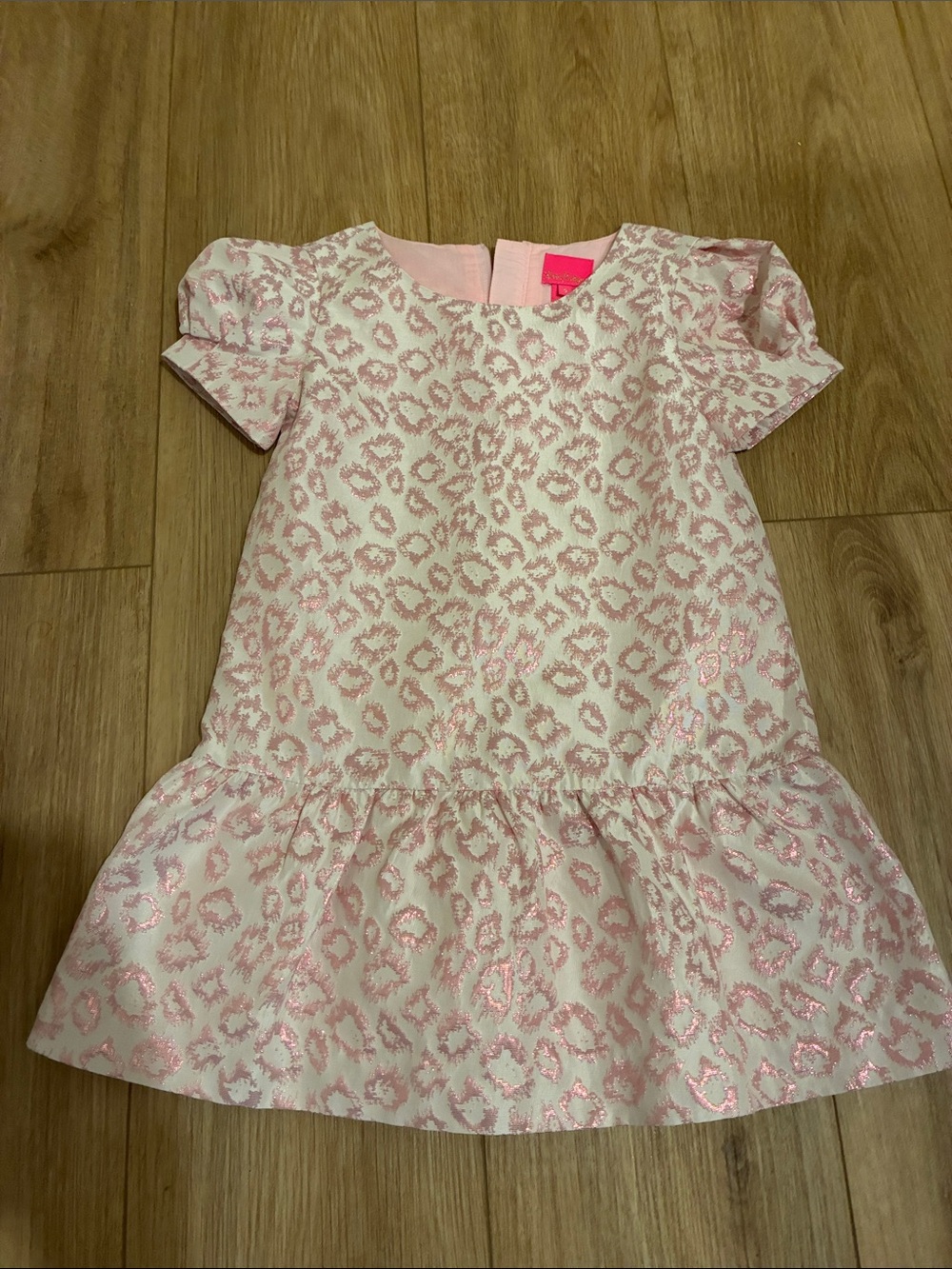 Lilly Pulitzer Pink Metallic Leopard Print Girls Dress